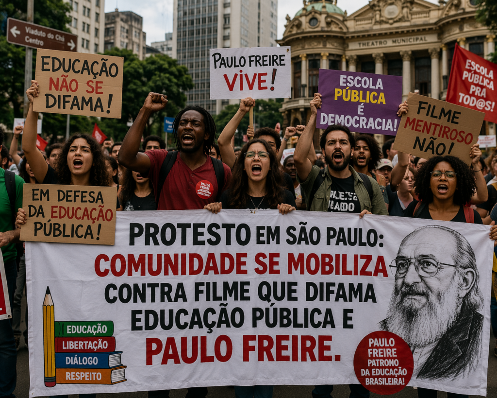 Manifestação em SP contra filme que difama Paulo Freire